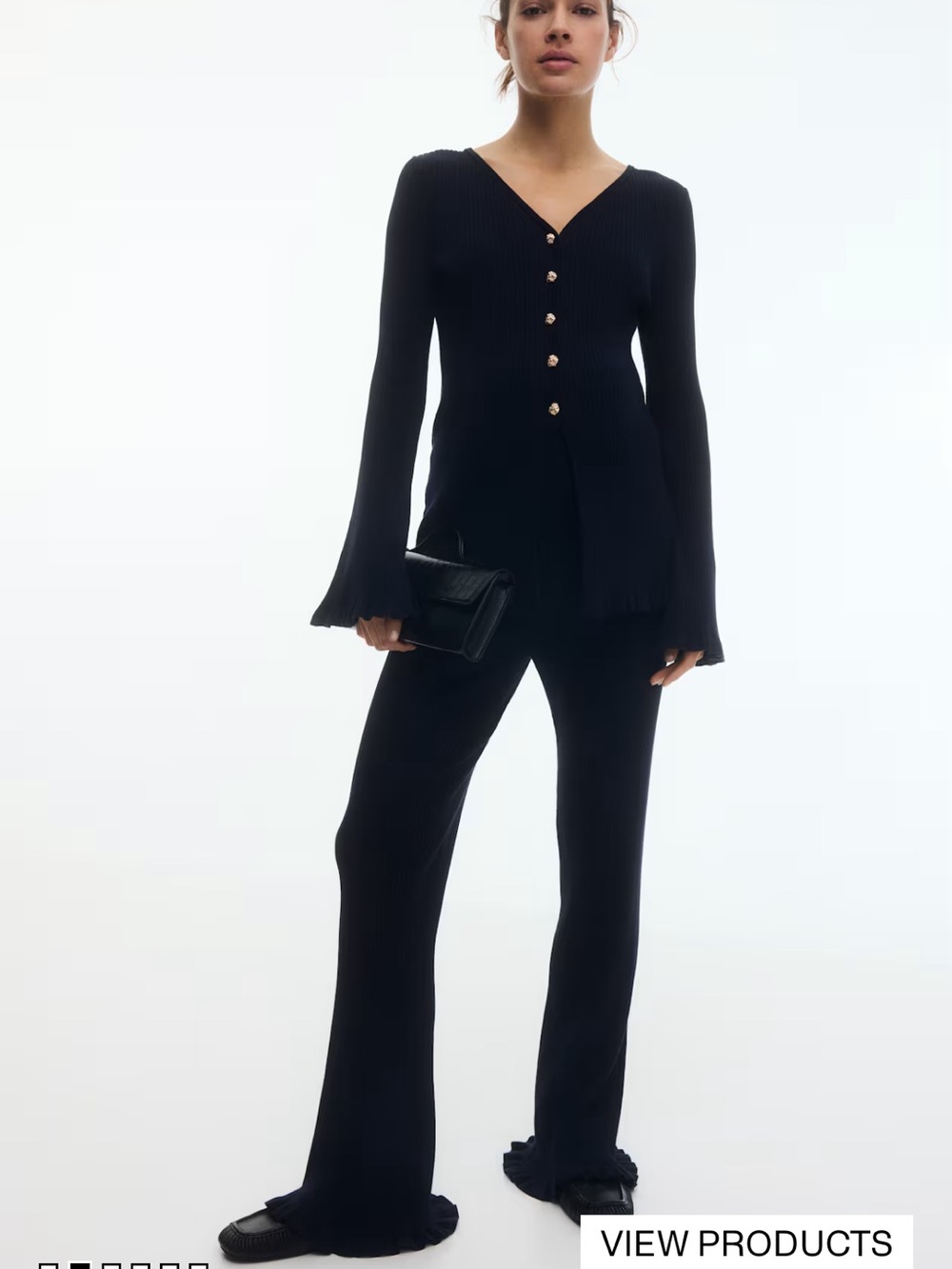 H&M MAMA Ribbed Flare Knit Pants